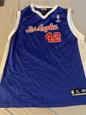 Reebok Blue Los Angeles #42 Basketball Jersey with White Trim